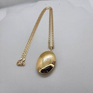 Brand New Brazilian 18k Gold Filled Oval Double Heart Design Necklace